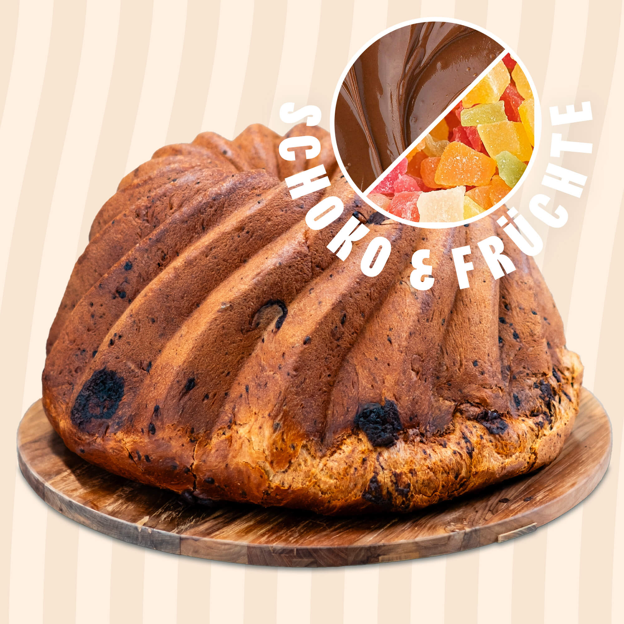 Riesengugelhopf mit Schokolade und kandierten Früchten